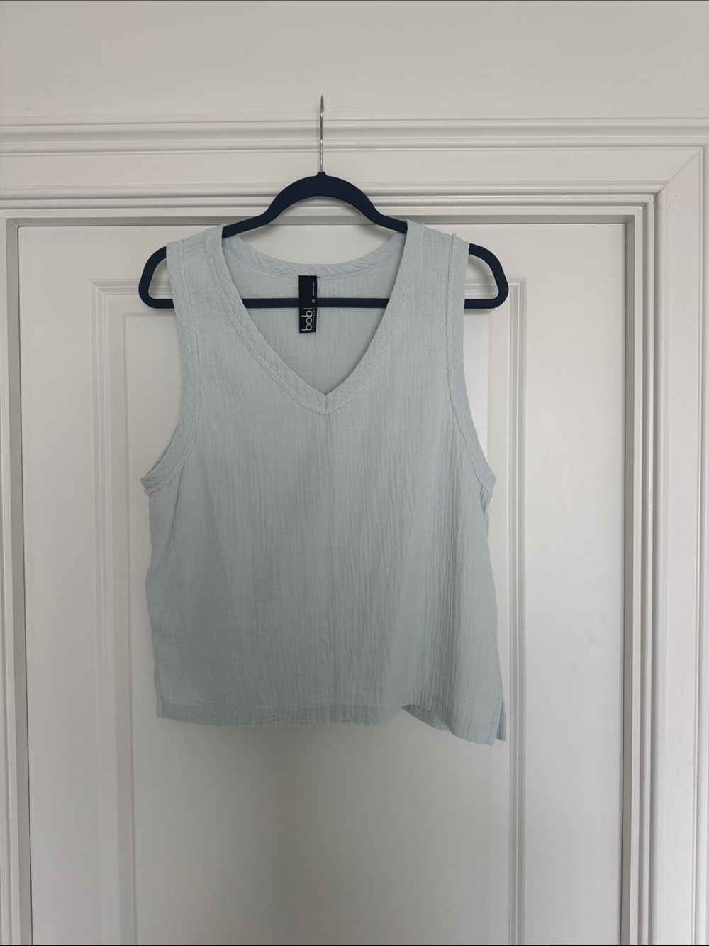 bobi Pale Blue V-Neck Cotton Gauze Tank